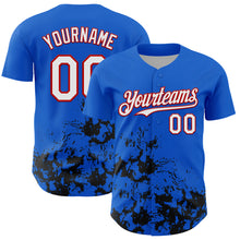 Charger l'image dans la galerie, Custom Thunder Blue White Red-Black Splatter Authentic Baseball Jersey
