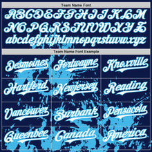 Charger l'image dans la galerie, Custom Navy White-Sky Blue Splatter Authentic Baseball Jersey
