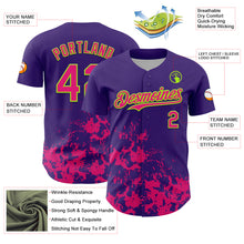 Charger l'image dans la galerie, Custom Purple Hot Pink-Neon Green Splatter Authentic Baseball Jersey
