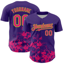 Charger l'image dans la galerie, Custom Purple Hot Pink-Neon Green Splatter Authentic Baseball Jersey
