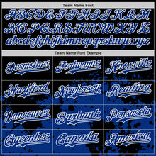 Charger l'image dans la galerie, Custom Black Royal-White Abstract Splatter Grunge Authentic Baseball Jersey
