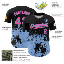 Charger l'image dans la galerie, Custom Black Pink-Light Blue Abstract Splatter Grunge Authentic Baseball Jersey
