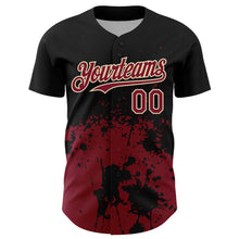 Laden Sie das Bild in den Galerie-Viewer, Custom Black Crimson-Cream Abstract Splatter Grunge Authentic Baseball Jersey
