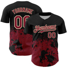 Laden Sie das Bild in den Galerie-Viewer, Custom Black Crimson-Cream Abstract Splatter Grunge Authentic Baseball Jersey
