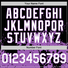 Laden Sie das Bild in den Galerie-Viewer, Custom Black White-Medium Purple Abstract Splatter Grunge Authentic Baseball Jersey
