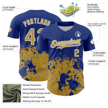 Laden Sie das Bild in den Galerie-Viewer, Custom Royal Old Gold-White Abstract Splatter Grunge Authentic Baseball Jersey
