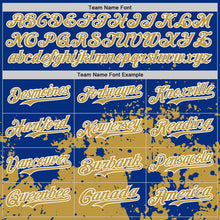 Laden Sie das Bild in den Galerie-Viewer, Custom Royal Old Gold-White Abstract Splatter Grunge Authentic Baseball Jersey
