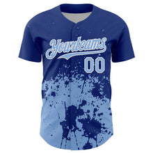 Charger l'image dans la galerie, Custom Royal Light Blue-White Abstract Splatter Grunge Authentic Baseball Jersey
