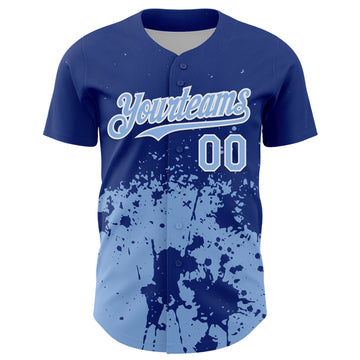 Custom Royal Light Blue-White Abstract Splatter Grunge Authentic Baseball Jersey