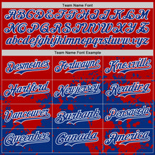 Загрузить изображение в средство просмотра галереи, Custom Red Royal-White Abstract Splatter Grunge Authentic Baseball Jersey
