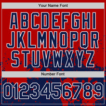Загрузить изображение в средство просмотра галереи, Custom Red Navy-White Abstract Splatter Grunge Authentic Baseball Jersey
