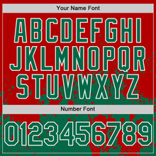 Laden Sie das Bild in den Galerie-Viewer, Custom Red Kelly Green-White Abstract Splatter Grunge Authentic Baseball Jersey
