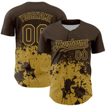 Laden Sie das Bild in den Galerie-Viewer, Custom Brown Old Gold Abstract Splatter Grunge Authentic Baseball Jersey
