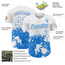 Charger l'image dans la galerie, Custom White Powder Blue Abstract Splatter Grunge Authentic Baseball Jersey
