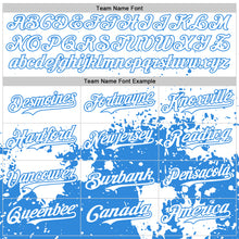 Charger l'image dans la galerie, Custom White Powder Blue Abstract Splatter Grunge Authentic Baseball Jersey

