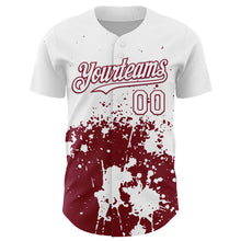 Laden Sie das Bild in den Galerie-Viewer, Custom White Crimson Abstract Splatter Grunge Authentic Baseball Jersey

