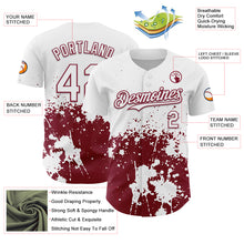Laden Sie das Bild in den Galerie-Viewer, Custom White Crimson Abstract Splatter Grunge Authentic Baseball Jersey
