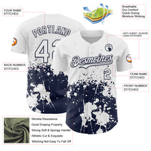 Charger l'image dans la galerie, Custom White Navy Abstract Splatter Grunge Authentic Baseball Jersey
