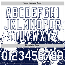 Charger l'image dans la galerie, Custom White Navy Abstract Splatter Grunge Authentic Baseball Jersey
