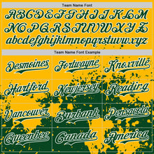 Load image into Gallery viewer, Custom Gold Green-White Abstract Splatter Grunge Authentic Baseball Jersey
