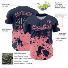 Laden Sie das Bild in den Galerie-Viewer, Custom Navy Medium Pink Abstract Splatter Grunge Authentic Baseball Jersey
