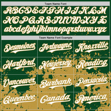 Laden Sie das Bild in den Galerie-Viewer, Custom Green White-Old Gold Abstract Splatter Grunge Authentic Baseball Jersey
