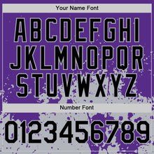 Load image into Gallery viewer, Custom Purple Black-Gray Abstract Splatter Grunge Authentic Baseball Jersey
