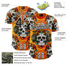 Load image into Gallery viewer, Custom Orange Black-White Sugar Skull Day of the Dead Mexican Folk Art Authentic Baseball Jersey

