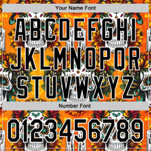 Load image into Gallery viewer, Custom Orange Black-White Sugar Skull Day of the Dead Mexican Folk Art Authentic Baseball Jersey
