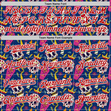 Charger l'image dans la galerie, Custom US Navy Blue Red-White Sugar Skull Day of the Dead Mexican Folk Art Authentic Baseball Jersey
