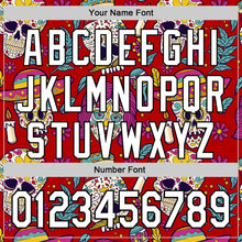 Load image into Gallery viewer, Custom Red White-Black Sugar Skull Day of the Dead Mexican Folk Art Authentic Baseball Jersey
