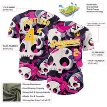 Load image into Gallery viewer, Custom Black Yellow Hot Pink-White Sugar Skull Day of the Dead Mexican Folk Art Authentic Baseball Jersey
