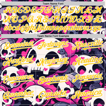 Load image into Gallery viewer, Custom Black Yellow Hot Pink-White Sugar Skull Day of the Dead Mexican Folk Art Authentic Baseball Jersey
