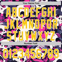 Load image into Gallery viewer, Custom Black Yellow Hot Pink-White Sugar Skull Day of the Dead Mexican Folk Art Authentic Baseball Jersey
