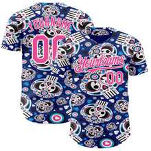 Load image into Gallery viewer, Custom Royal Pink-White Sugar Skull Day of the Dead Mexican Folk Art Authentic Baseball Jersey
