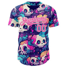 Load image into Gallery viewer, Custom Purple Pink-White Sugar Skull Day of the Dead Mexican Folk Art Authentic Baseball Jersey
