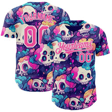 Load image into Gallery viewer, Custom Purple Pink-White Sugar Skull Day of the Dead Mexican Folk Art Authentic Baseball Jersey

