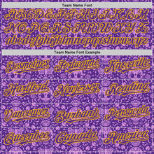 Load image into Gallery viewer, Custom Purple Gold Sugar Skull Day of the Dead Mexican Folk Art Authentic Baseball Jersey
