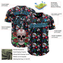 Charger l'image dans la galerie, Custom Black Sky Blue Sugar Skull Day of the Dead Mexican Folk Art Authentic Baseball Jersey
