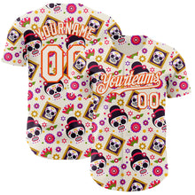 Charger l'image dans la galerie, Custom Cream Orange Sugar Skull Day of the Dead Mexican Folk Art Authentic Baseball Jersey
