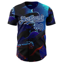 Charger l'image dans la galerie, Custom Black US Navy Blue-White Sugar Skull Day of the Dead Mexican Folk Art Authentic Baseball Jersey
