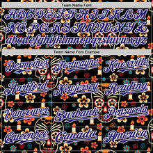 Charger l'image dans la galerie, Custom Black Dark Purple-White Sugar Skull Day of the Dead Mexican Folk Art Authentic Baseball Jersey
