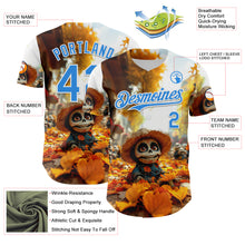 Load image into Gallery viewer, Custom White Electric Blue Sugar Skull Day of the Dead Mexican Folk Art Authentic Baseball Jersey
