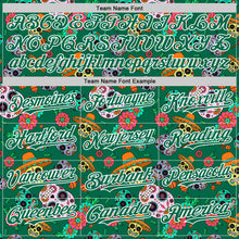 Charger l'image dans la galerie, Custom Kelly Green White Sugar Skull Day of the Dead Mexican Folk Art Authentic Baseball Jersey
