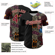 Charger l'image dans la galerie, Custom Black Crimson-Cream Bowling Doodle Split Authentic Baseball Jersey
