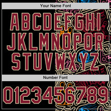 Charger l'image dans la galerie, Custom Black Crimson-Cream Bowling Doodle Split Authentic Baseball Jersey
