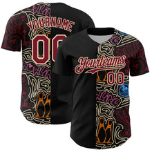 Charger l'image dans la galerie, Custom Black Crimson-Cream Bowling Doodle Split Authentic Baseball Jersey
