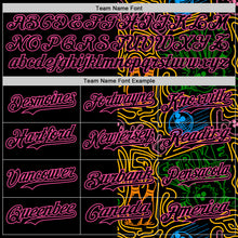 Загрузить изображение в средство просмотра галереи, Custom Black Pink Grass Green-Gold Bowling Doodle Split Authentic Baseball Jersey
