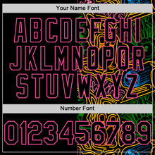 Загрузить изображение в средство просмотра галереи, Custom Black Pink Grass Green-Gold Bowling Doodle Split Authentic Baseball Jersey
