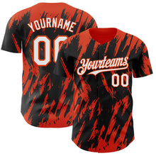 Charger l'image dans la galerie, Custom Black White-Orange 3D Pattern Design Splatter Torn Sharp Brush Stroke Authentic Baseball Jersey
